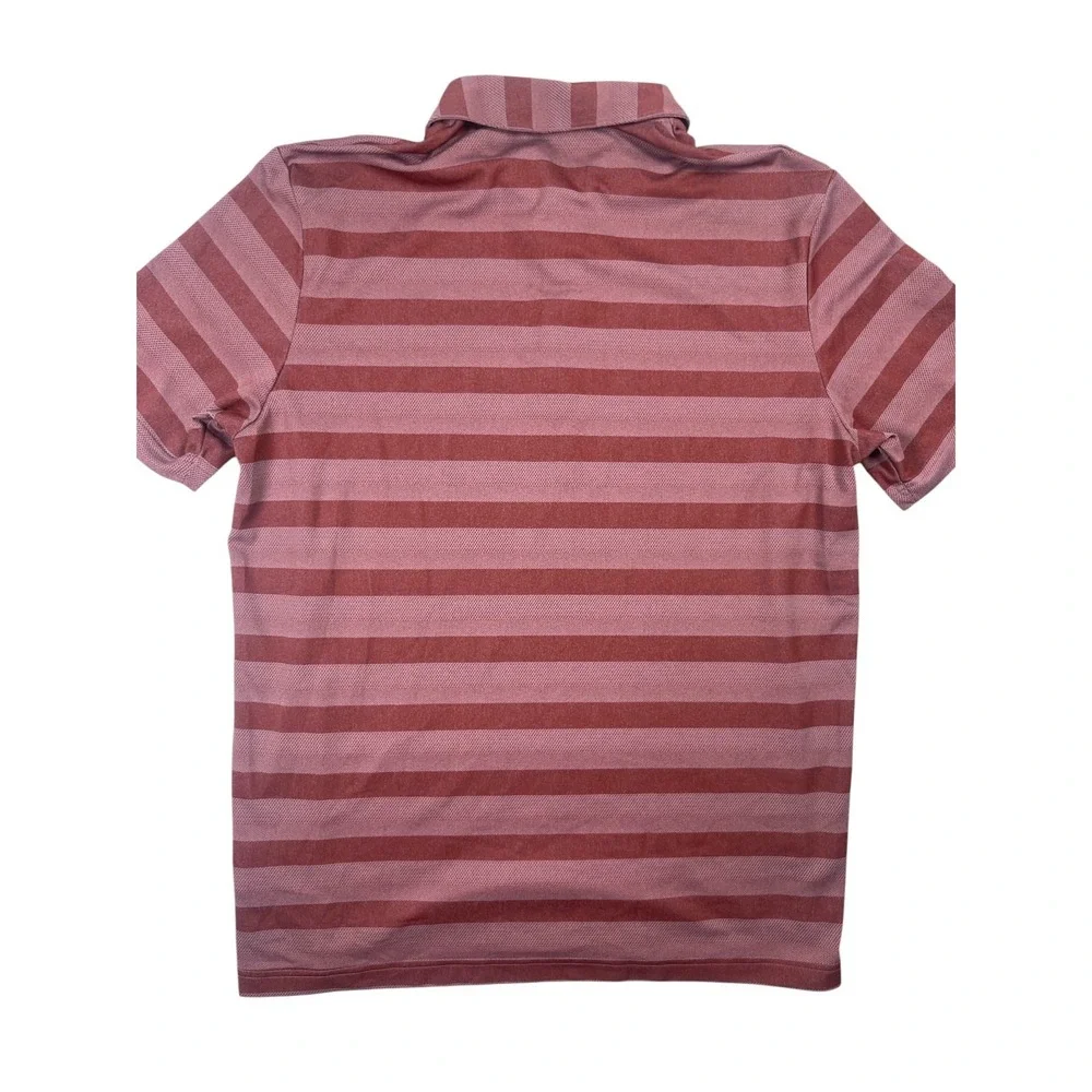 Adidas Polo Shirt Men's Large Red‎ Striped Logo Short Sleeve Performance Golf